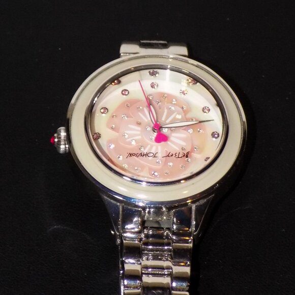 Betsey Johnson Watch MOP Flower Pop with Crystals BJ00469-01 Case, Links $135 main image 6
